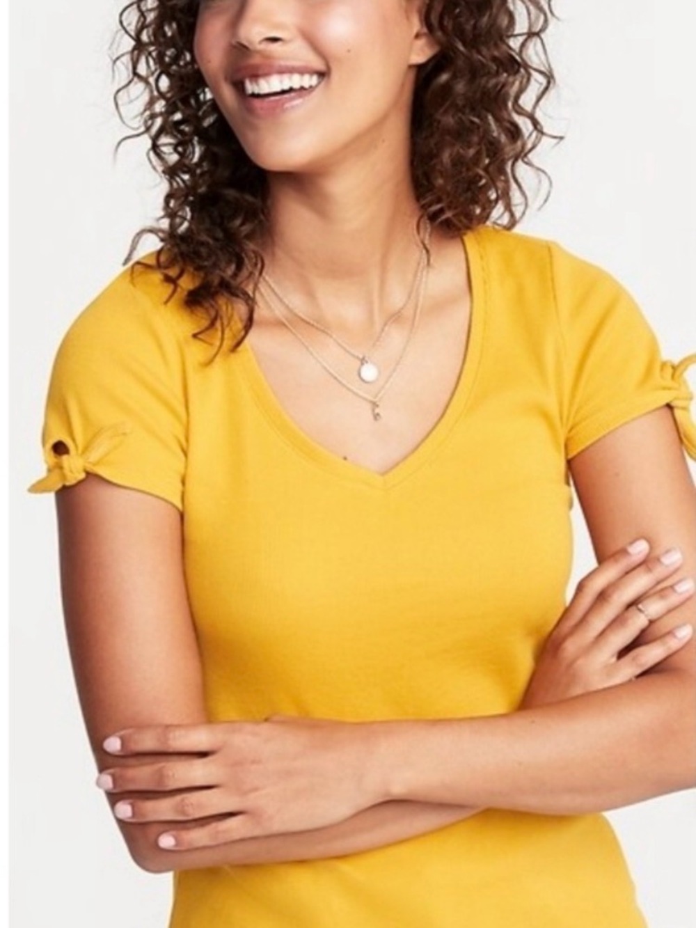 Old Navy Ribbed V-Neck Tie Short Sleeve T Shirt